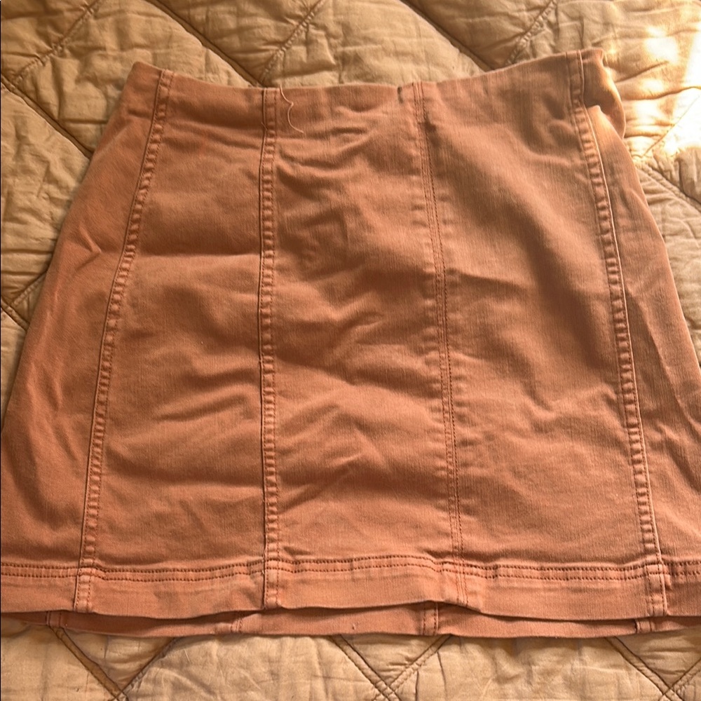 Tan Mini Pencil Skirt with Cargo Style
